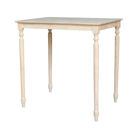 International Concepts Rectangle Solid Wood Top Table, Turned Legs, Unfinished, 30 W, 42 L, 42 in H, Wood, Unfinished K-3042-342T